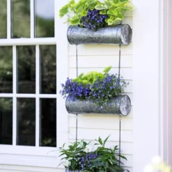 Galvanized Hanging Triple Planter