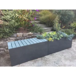 Nice Aluminum Trough Planters With Bench Top, 16"High