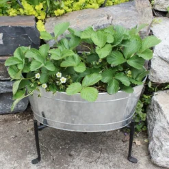 Achla Designs Mini Oval Galvanized Tub With Folding Stand